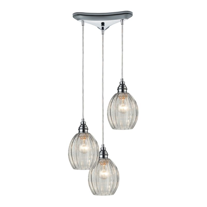 ELK Lighting - Danica 3 Light Pendant In Polished Chrome And Clear Glass - 46017/3