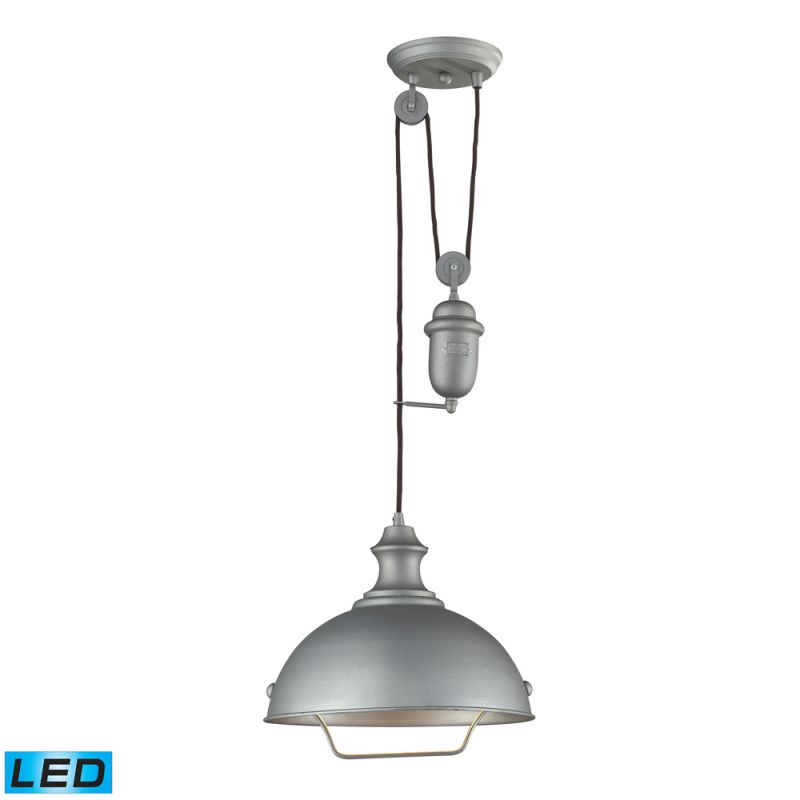 ELK Lighting - Farmhouse 1 Light Adjustable LED Pendant In Aged Pewter - 65081-1-LED