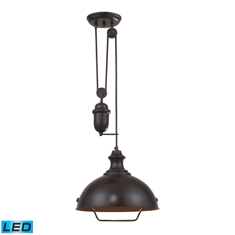 ELK Lighting - Farmhouse 1 Light Adjustable LED Pendant In Oiled Bronze - 65071-1-LED