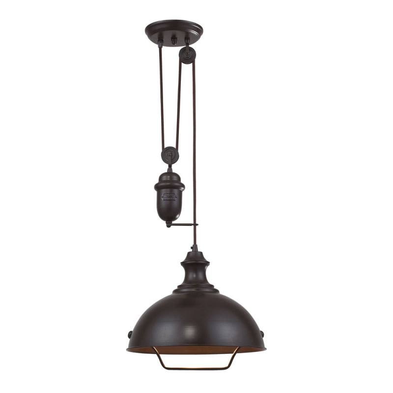 ELK Lighting - Farmhouse 1 Light Adjustable Pendant In Oiled Bronze - 65071-1