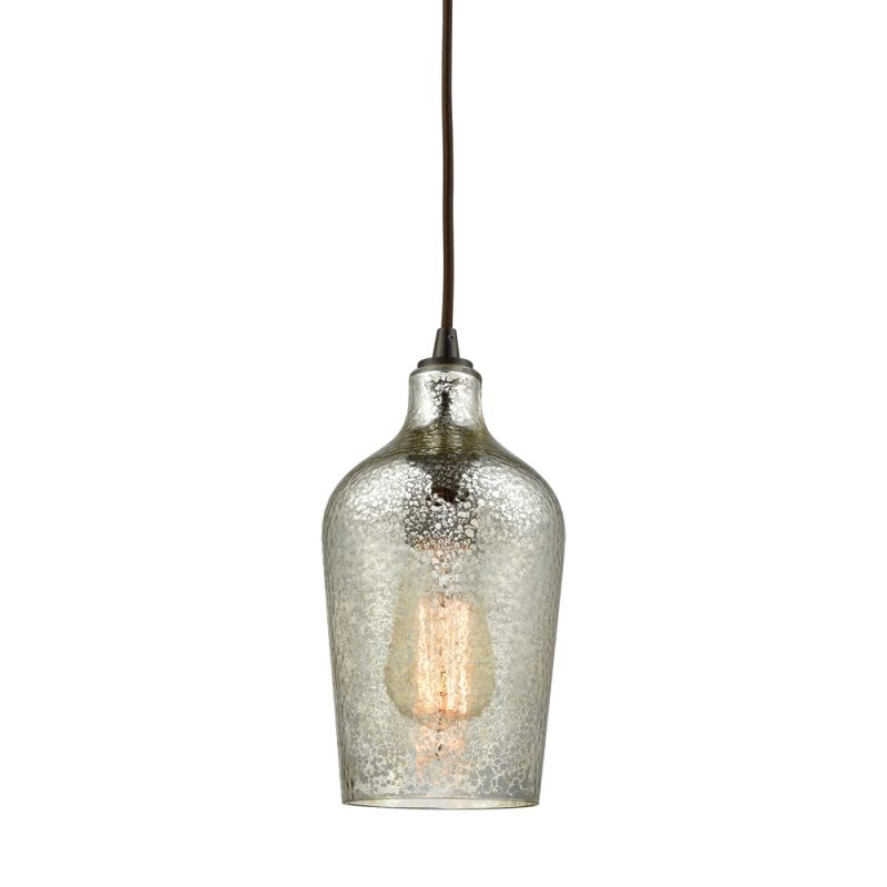 ELK Lighting - Hammered Glass 1 Light Pendant In Oil Rubbed Bronze With Hammered Mercury Glass - 10830/1