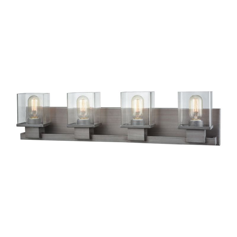 ELK Lighting - Hotelier 4 Light Vanity In Weathered Zinc With Clear Glass - 11943/4