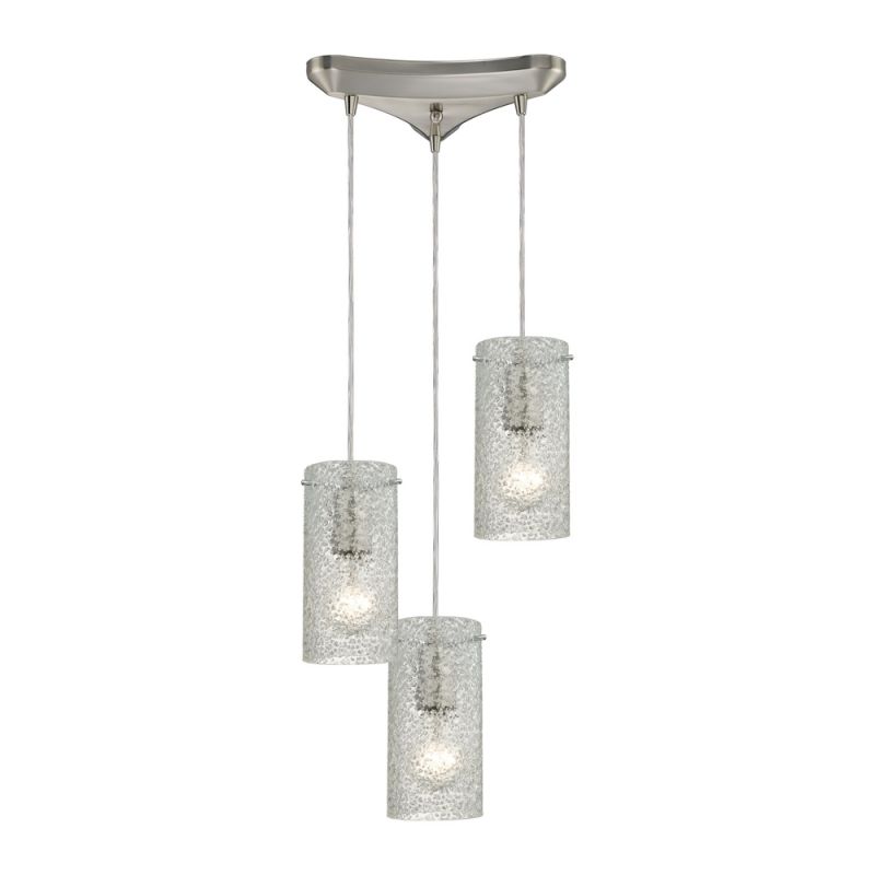ELK Lighting - Ice Fragments 3 Light Pendant In Satin Nickel And Clear Glass - 10242/3CL