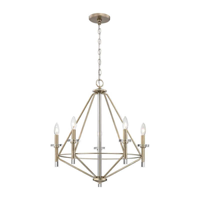 ELK Lighting - Lacombe 5 Light Chandelier In Aged Silver With Clear Glass Accents - 81202/5