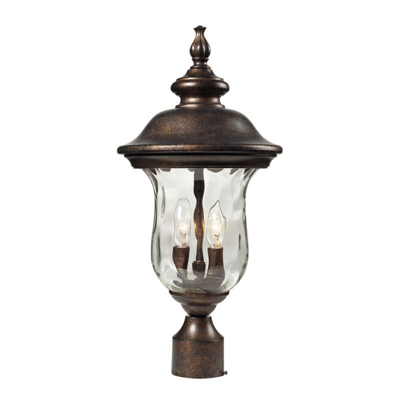 ELK Lighting - Lafayette 2 Light Outdoor Post Lamp In Regal Bronze And Water Glass - 45023/2