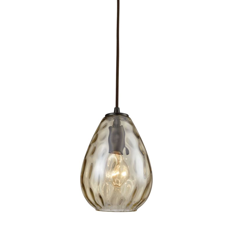 ELK Lighting - Lagoon 1 Light Pendant In Oil Rubbed Bronze With Champagne Plated Water Glass - 10780/1