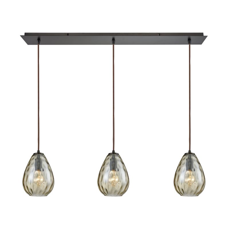 ELK Lighting - Lagoon 3 Light Linear Pan Fixture In Oil Rubbed Bronze With Champagne Plated Water Glass - 10780/3LP