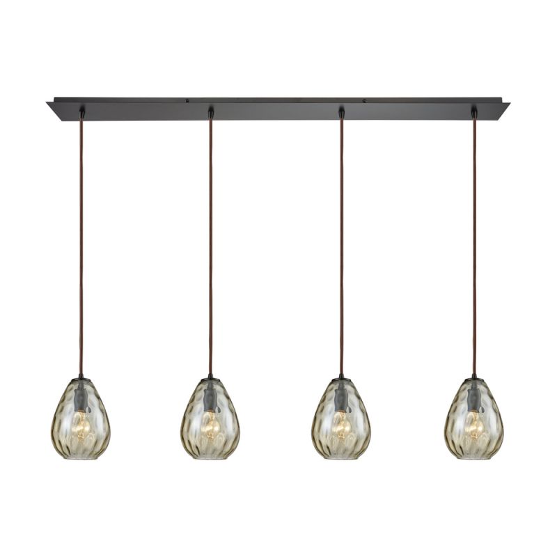 ELK Lighting - Lagoon 4 Light Linear Pan Fixture In Oil Rubbed Bronze With Champagne Plated Water Glass - 10780/4LP