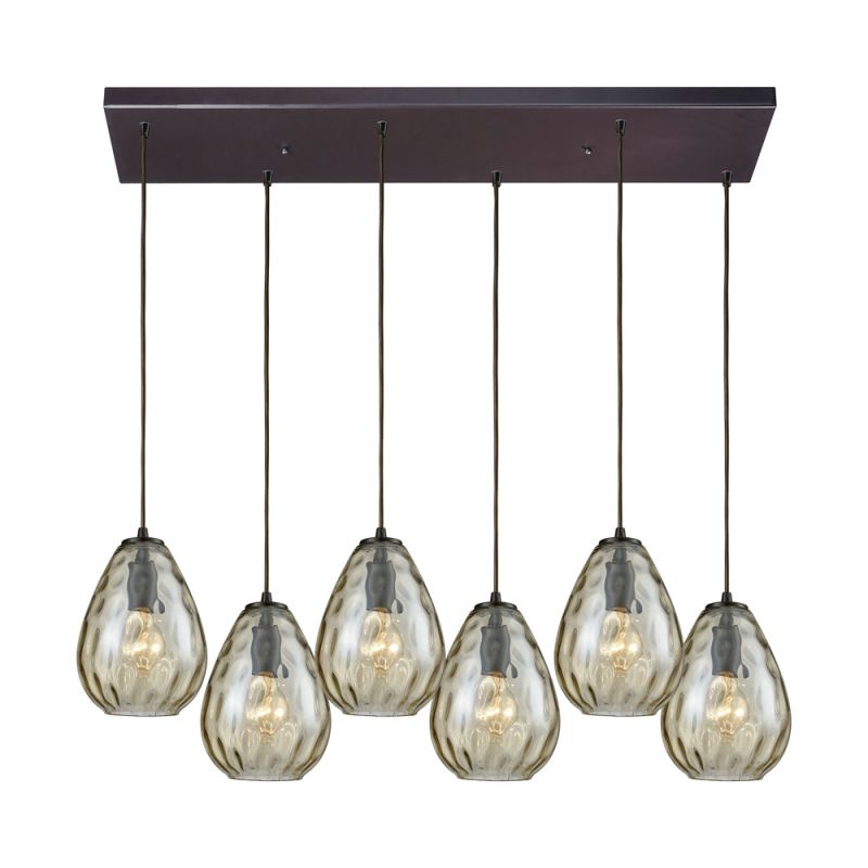 ELK Lighting - Lagoon 6 Light Rectangle Fixture In Oil Rubbed Bronze With Champagne Plated Water Glass - 10780/6RC