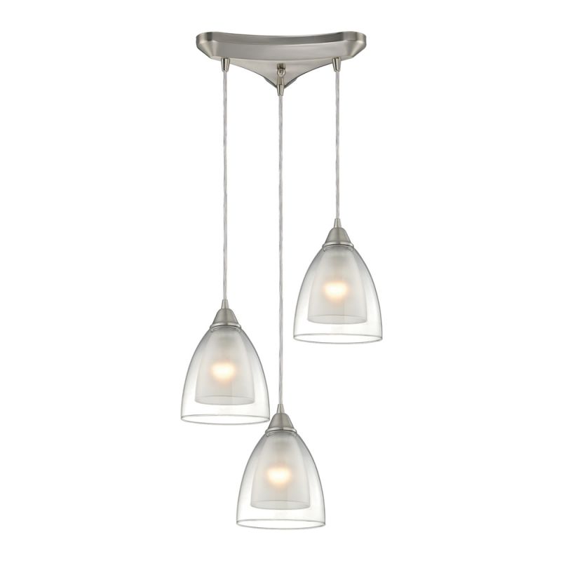 ELK Lighting - Layers 3 Light Pendant In Satin Nickel And Clear Glass - 10464/3