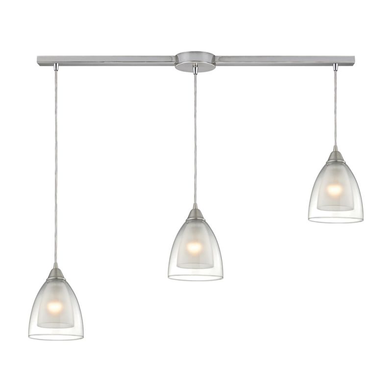 ELK Lighting - Layers 3 Light Pendant In Satin Nickel And Clear Glass - 10464/3L