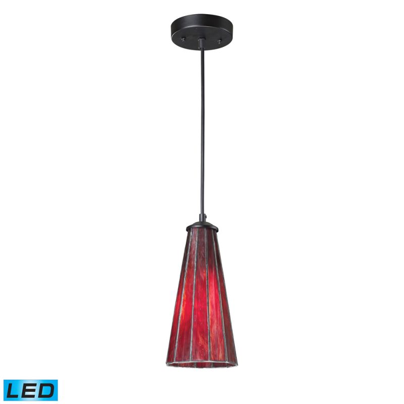 ELK Lighting - Lumino 1 Light LED Pendant In Matte Black And Inferno Red - 70000-1IR-LED