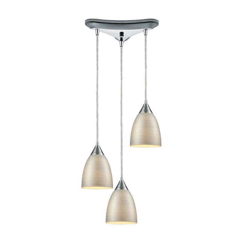 ELK Lighting - Merida 3 Light Triangle Pan Pendant In Polished Chrome With Silver Linen Glass - 56530/3