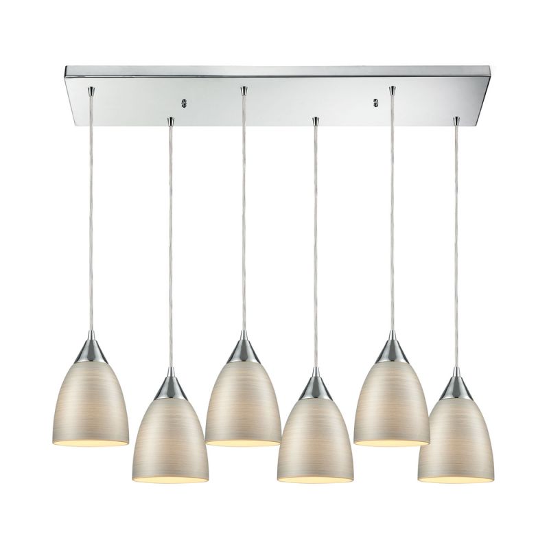 ELK Lighting - Merida 6 Light Rectangle Pendant In Polished Chrome With Silver Linen Glass - 56530/6RC