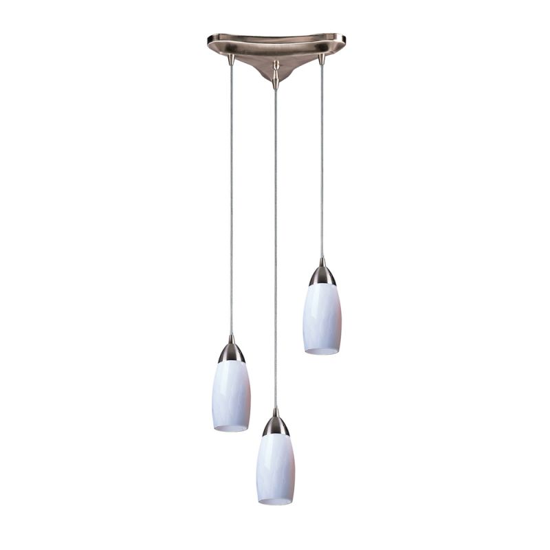ELK Lighting - Milan 3 Light Pendant In Satin Nickel And Simply White Glass - 110-3WH