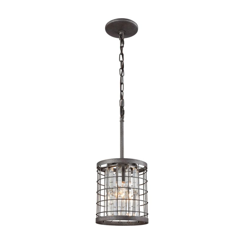 ELK Lighting - Nadina 1 Light Pendant In Silverdust Iron With Clear Crystal - 14345/1