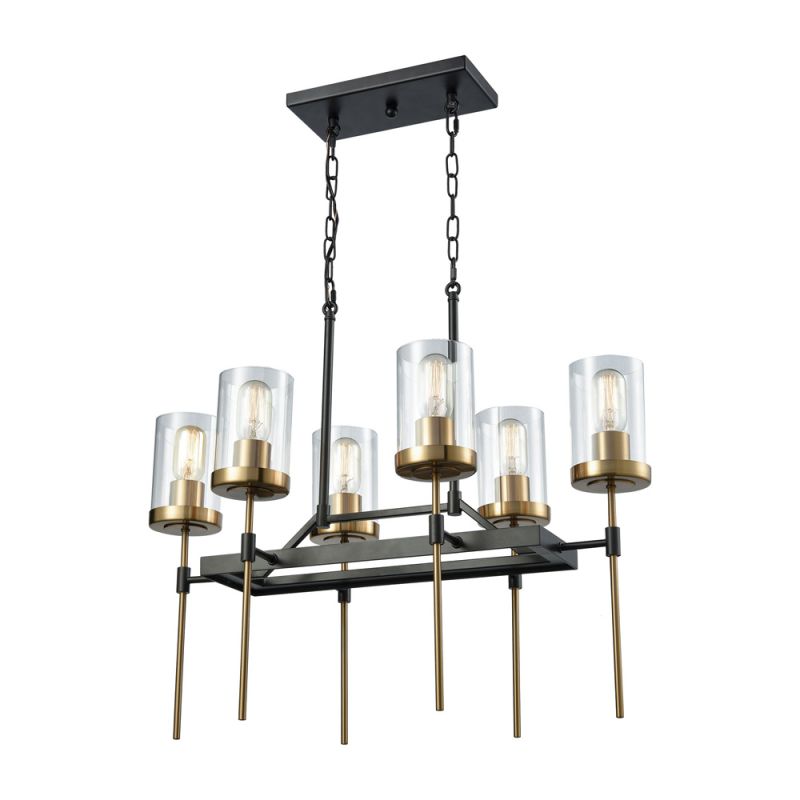 ELK Lighting - North Haven 6 Light Chandelier In Oil Rubbed Bronze With Satin Brass Accents And Clear Glass - 14551/6