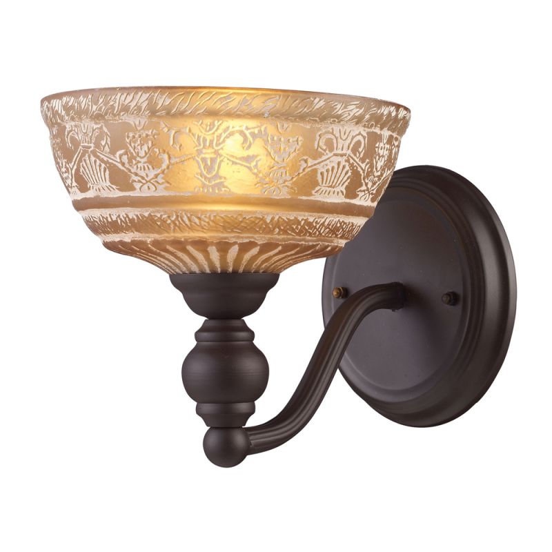 ELK Lighting - Norwich 1 Light Wall Sconce In Oiled Bronze And Amber Glass - 66190-1
