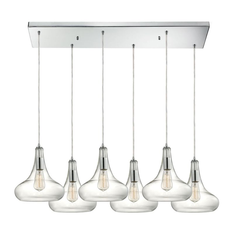 ELK Lighting - Orbital 6 Light Pendant In Polished Chrome And Clear Glass - 10422/6RC