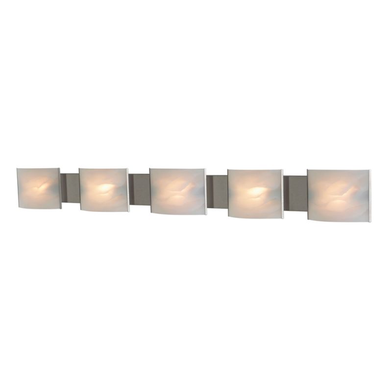ELK Lighting - Pannelli 5 Light Vanity In Stainless Steel And Hand-Moulded White Alabaster Glass - BV715-6-16