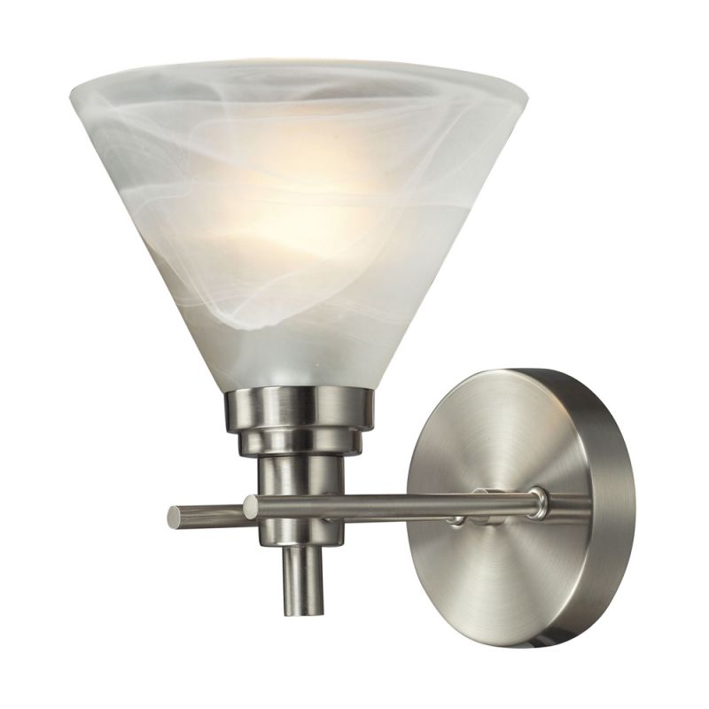 ELK Lighting - Pemberton 1 Light Vanity In Brushed Nickel And Marbelized White Glass - 11400/1