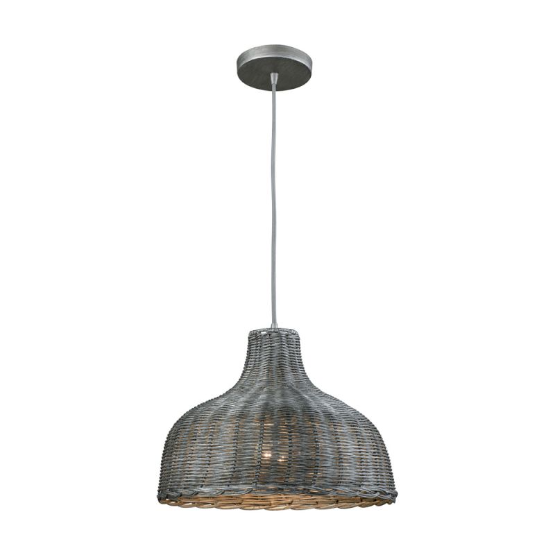 ELK Lighting - Pleasant Fields 1 Light Pendant With Graphite Hardware And Gray Wicker Shade - 31641/1