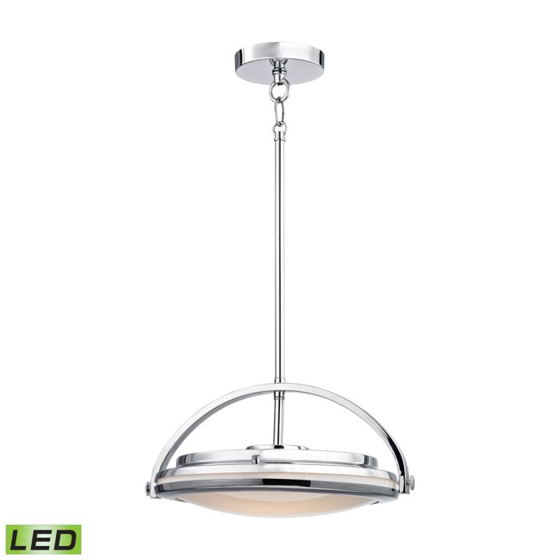 ELK Lighting - Quincy 1 Light LED Pendant In Chrome And Paint White Glass - LC411-PW-15