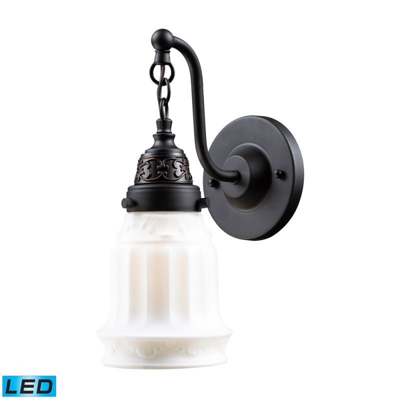 ELK Lighting - Quinton Parlor 1 Light LED Sconce In Oiled Bronze And White Glass - 66210-1-LED