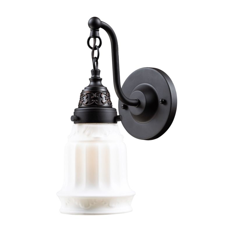 ELK Lighting - Quinton Parlor 1 Light Sconce In Oiled Bronze And White Glass - 66210-1