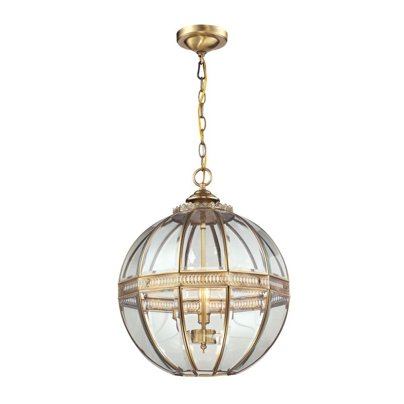 ELK Lighting - Randolph 3 Light Pendant In Brushed Brass And Clear Glass - 22021/3