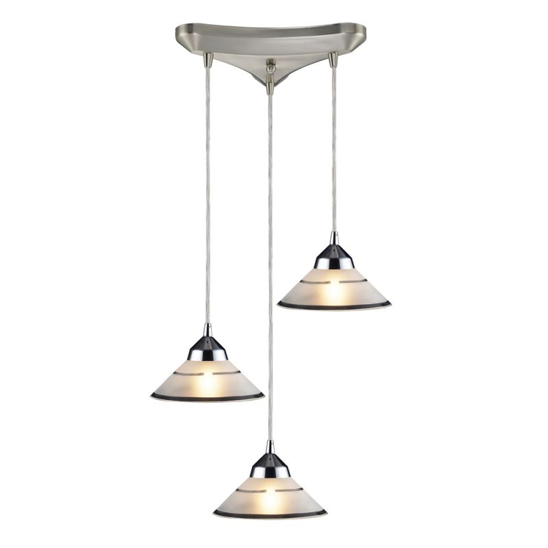 ELK Lighting - Refraction 3 Light Pendant In Polished Chrome And Etched Clear Glass - 1477/3
