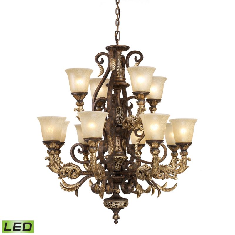ELK Lighting - Regency 12 Light LED Chandelier In Burnt Bronze And Gold Leaf - 2165/8+4-LED