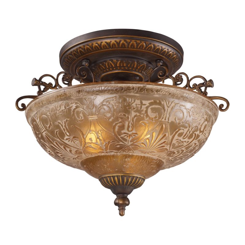 ELK Lighting - Restoration Flushes 3 Light Semi Flush In Antique Golden Bronze - 08099-AGB
