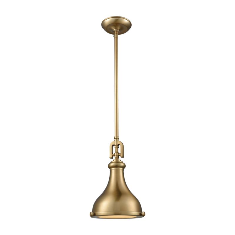 ELK Lighting - Rutherford 1 Light Pendant In Satin Brass With Frosted Glass Diffuser - Includes Recessed Lighting Kit - 57070/1-LA