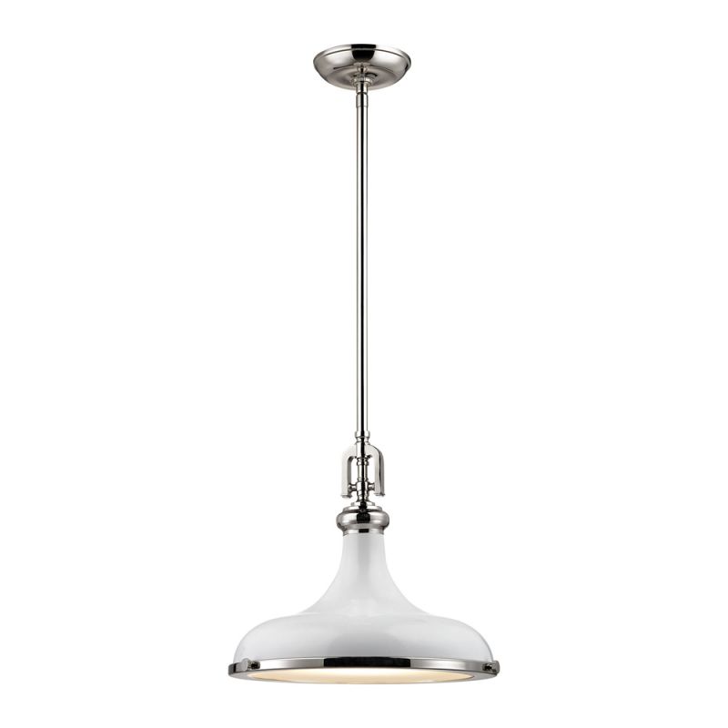 ELK Lighting - Rutherford 1 Light Pendant In Polished Nickel And Gloss White - 57041/1