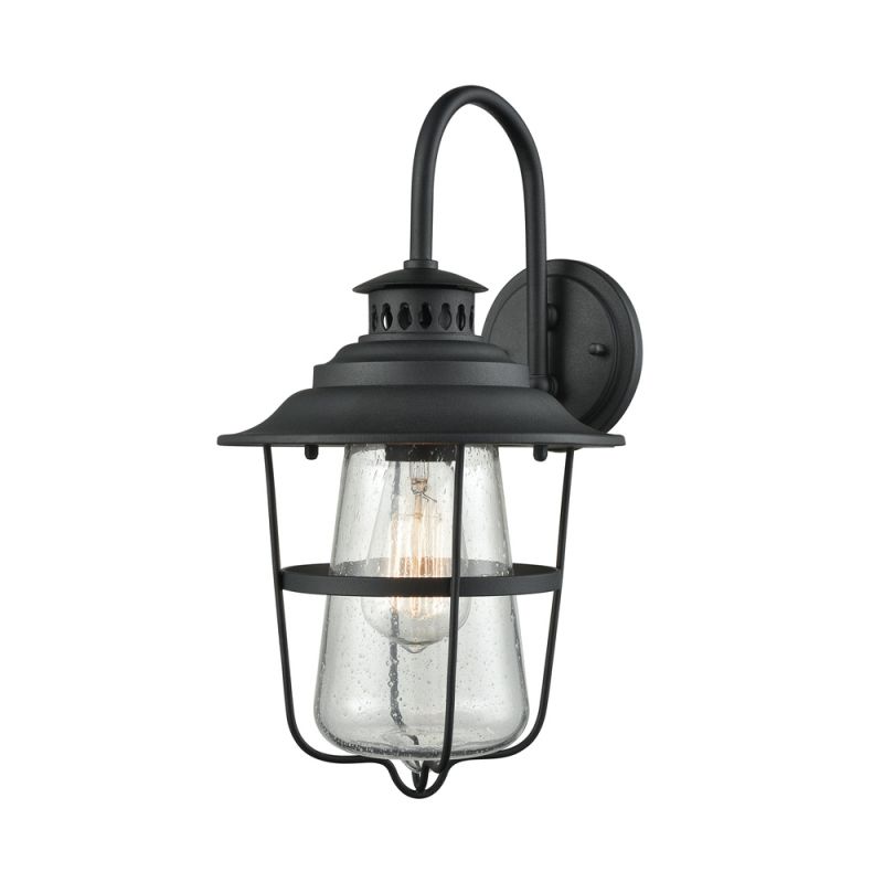 ELK Lighting - San Mateo 1 Light Outdoor Wall Sconce In Textured Matte Black With Clear Seedy Glass - 45120/1