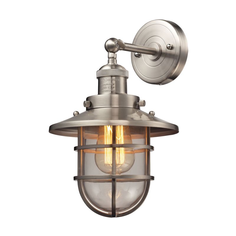 ELK Lighting - Seaport 1 Light Sconce In Satin Nickel And Clear Glass - 66356/1
