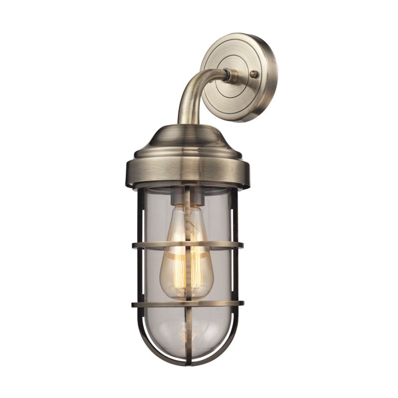 ELK Lighting - Seaport 1 Light Wall Sconce In Antique Brass And Clear Glass - 66375/1
