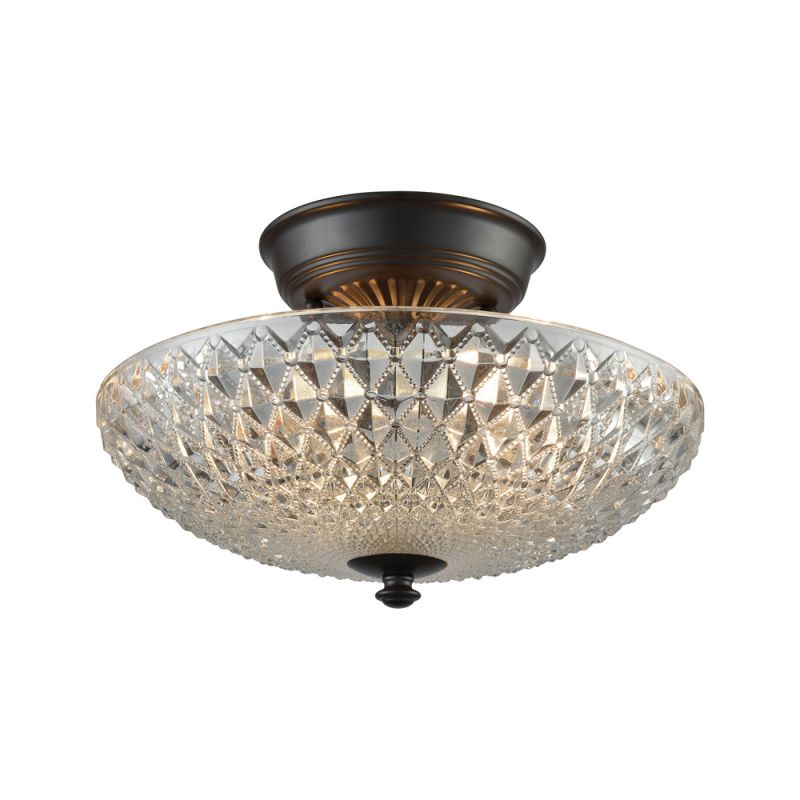 ELK Lighting - Sweetwater 2 Light Semi Flush In Oil Rubbed Bronze With Clear Crystal Glass - 16041/2