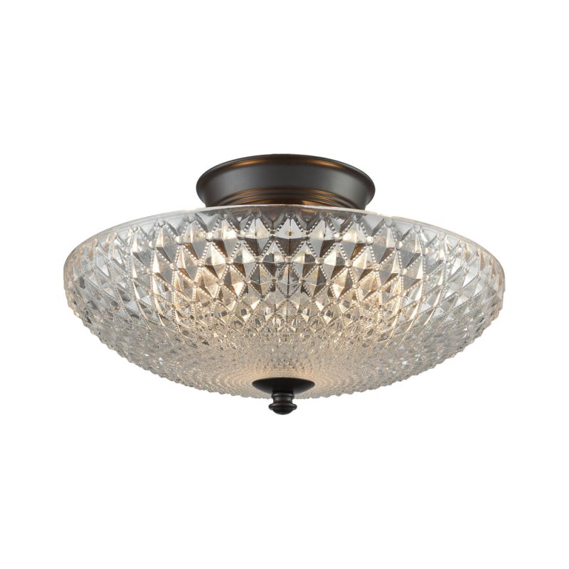 ELK Lighting - Sweetwater 3 Light Semi Flush In Oil Rubbed Bronze With Clear Crystal Glass - 16042/3