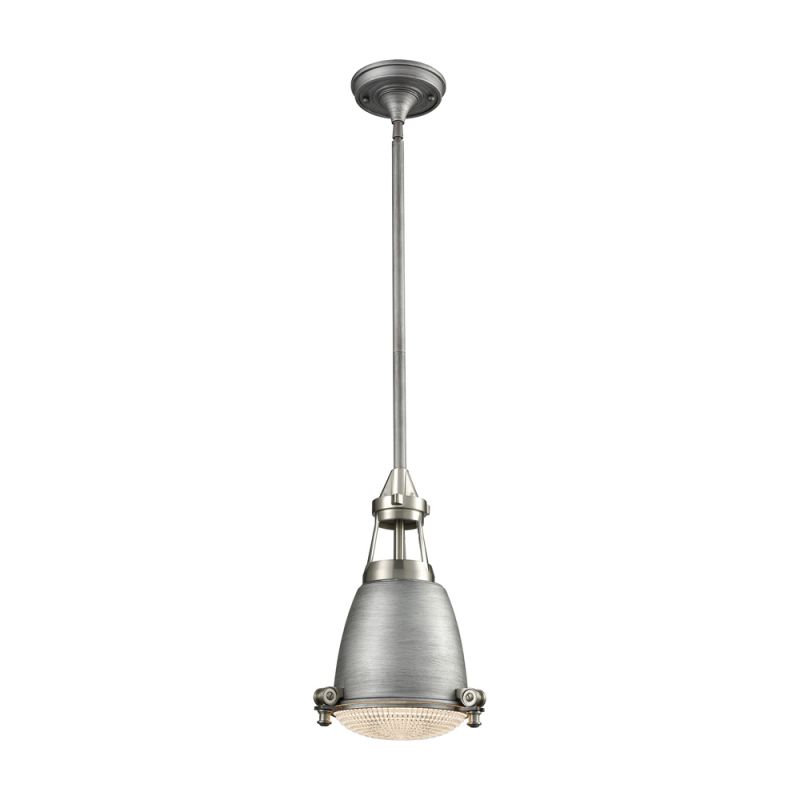 ELK Lighting - Sylvester 1 Light Pendant In Weathered Zinc And Satin Nickel With Halophane Glass Diffuser - 65283/1