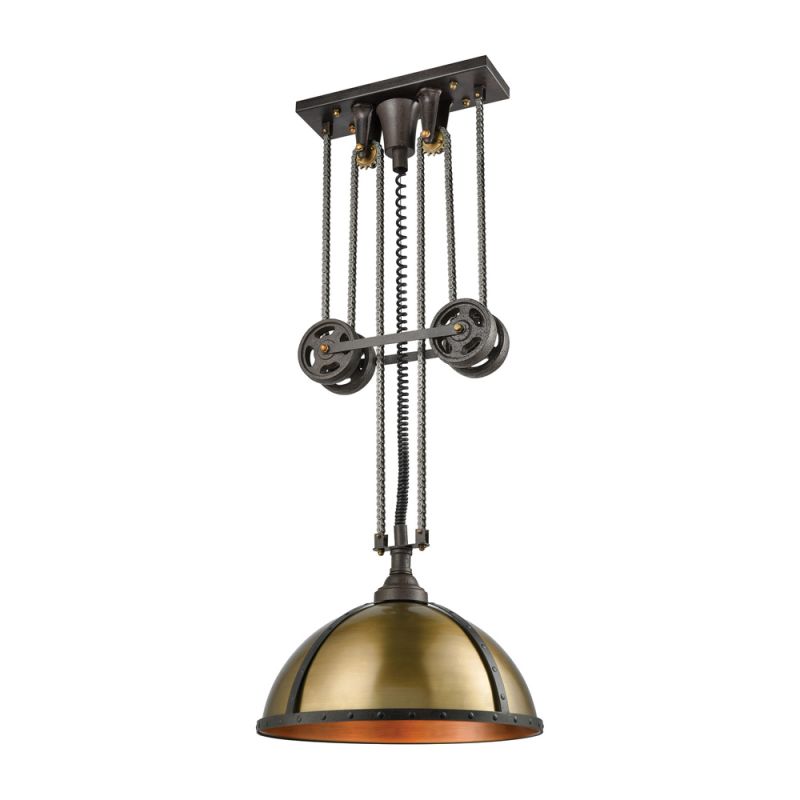 ELK Lighting - Torque 3 Light Pulldown Chandelier In Vintage Rust And Aged Brass - 65153/3