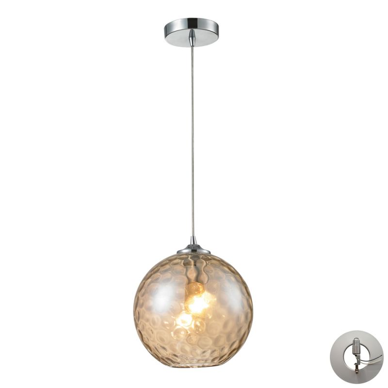 ELK Lighting - Watersphere 1 Light Pendant In Polished Chrome And Champagne Glass - Includes Recessed Lighting Kit - 31380/1CMP-LA