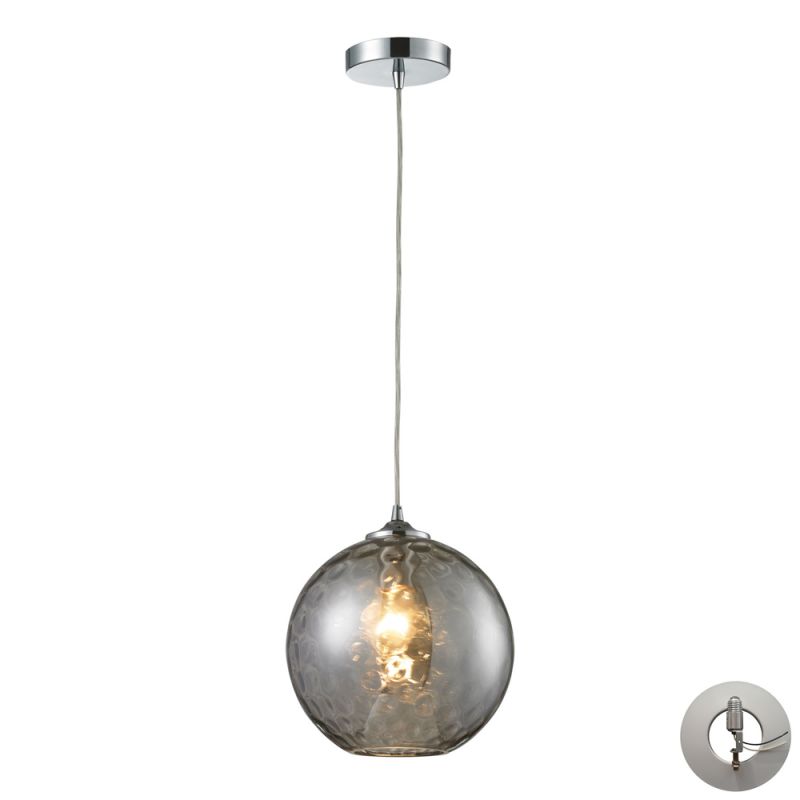 ELK Lighting - Watersphere 1 Light Pendant In Polished Chrome And Smoke Glass - Includes Recessed Lighting Kit - 31380/1SMK-LA