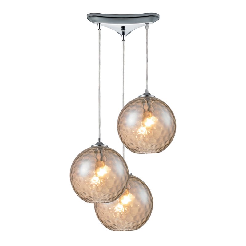 ELK Lighting - Watersphere 3 Light Pendant In Polished Chrome And Champagne Glass - 31380/3CMP