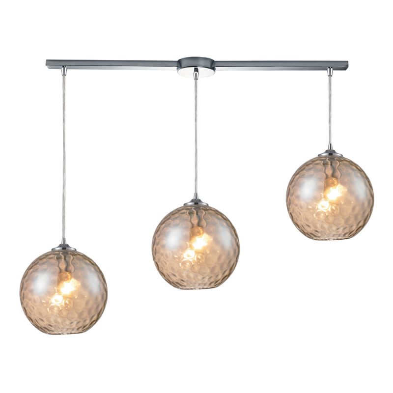 ELK Lighting - Watersphere 3 Light Pendant In Polished Chrome And Champagne Glass - 31380/3L-CMP