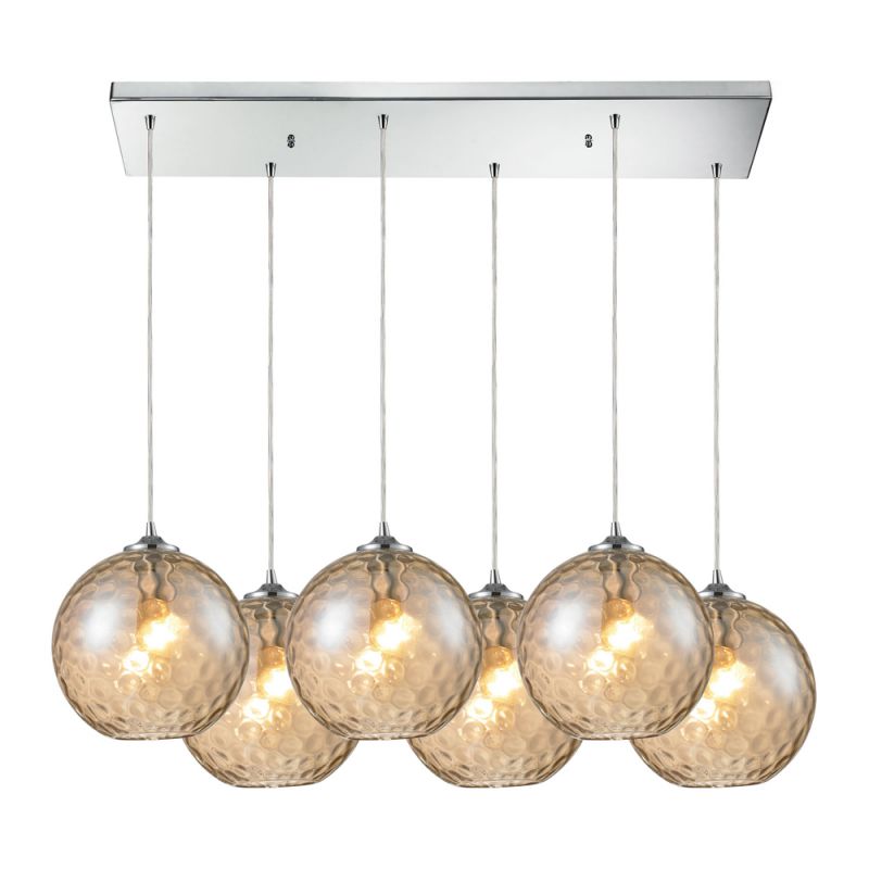 ELK Lighting - Watersphere 6 Light Pendant In Polished Chrome And Champagne Glass - 31380/6RC-CMP
