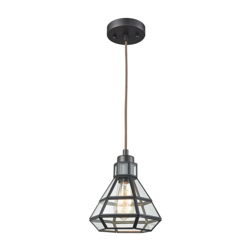 ELK Lighting - Window Pane 1 Light Pendant In Oil Rubbed Bronze With Clear Glass - 57126/1