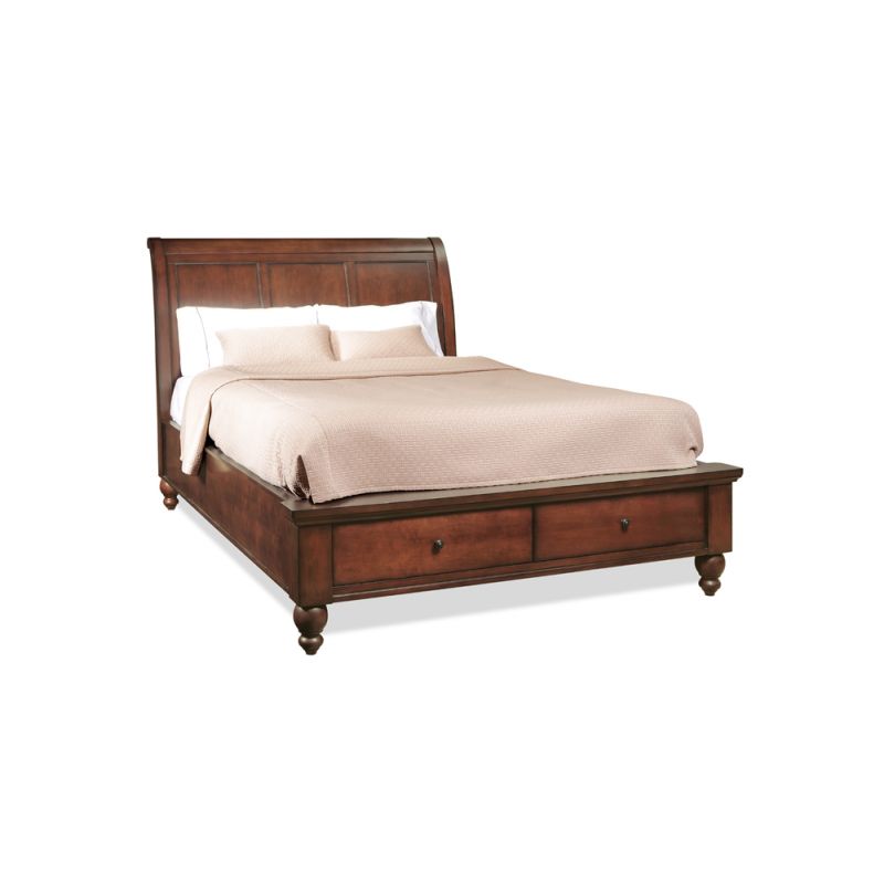 Emery Park - Cambridge Cal King Sleigh Storage Bed in Brown Cherry Finish