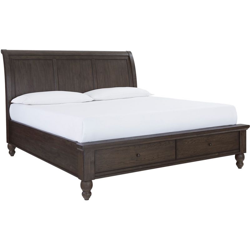 Emery Park - Cambridge Cal King Storage Sleigh Bed in Cracked Pepper Finish